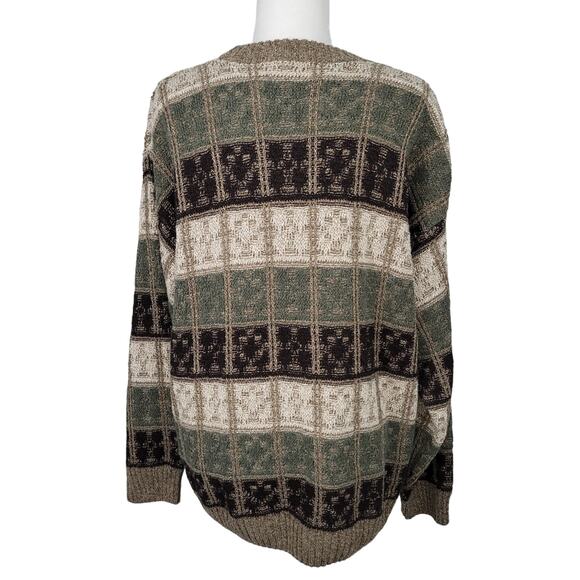Boco Classics Men's Sweater Green Brown Cream Tan Grandpa Core Size X-Large - Picture 2 of 8